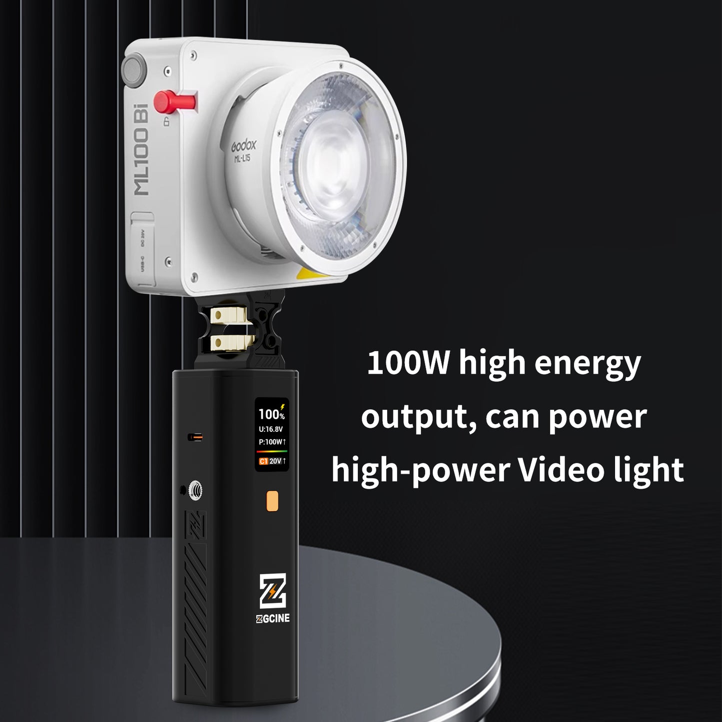 ZG-H50 Mini Battery Grip 50wh/14.8V,support PD and D-Tap Port,With OLED Display for Video light,Gopro,Cell phone and other Equipment.