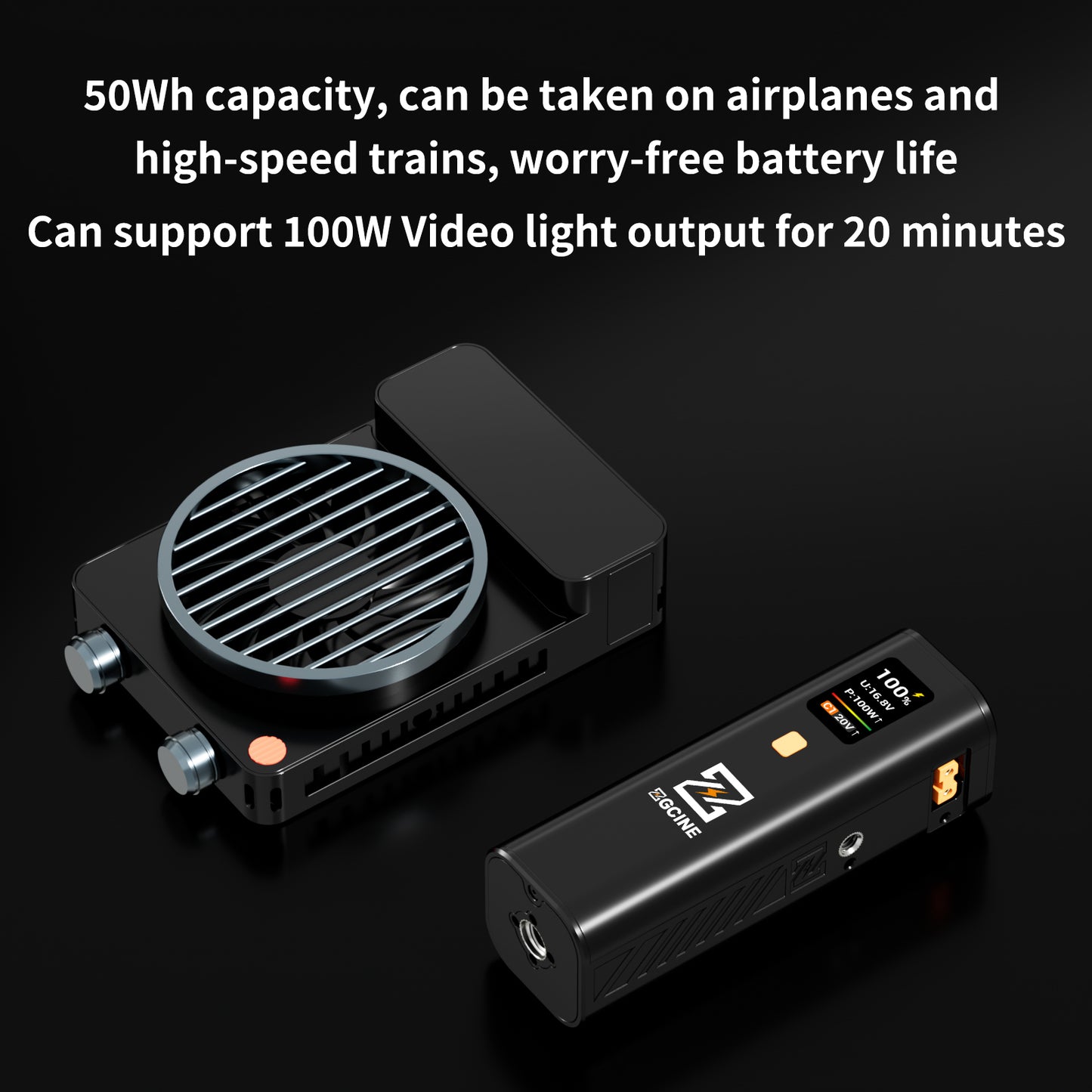 ZG-H50 Mini Battery Grip 50wh/14.8V,support PD and D-Tap Port,With OLED Display for Video light,Gopro,Cell phone and other Equipment.