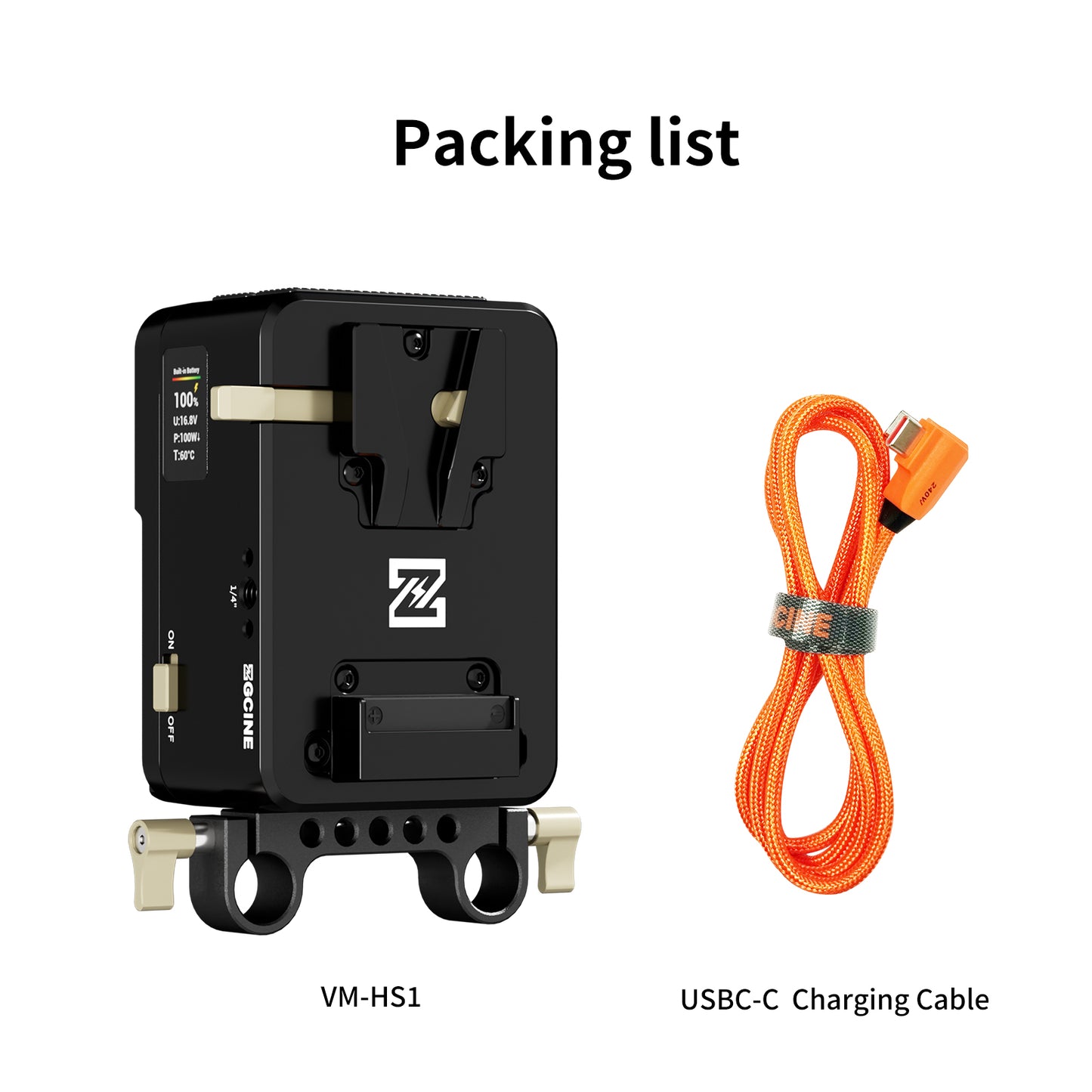 ZGCINE VM-HS1 Internal battery hot-swap V-mount battery plate with multi-port output and countdown reminder function for RED/Arri and other Cameras that are turned on for a long time (Black)