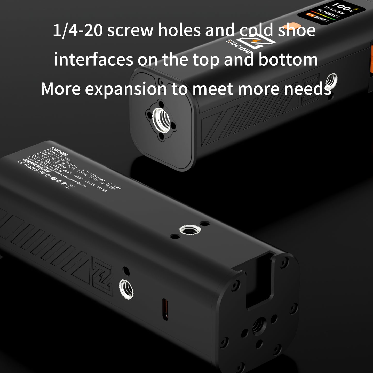 ZG-H50 Mini Battery Grip 50wh/14.8V,support PD and D-Tap Port,With OLED Display for Video light,Gopro,Cell phone and other Equipment.