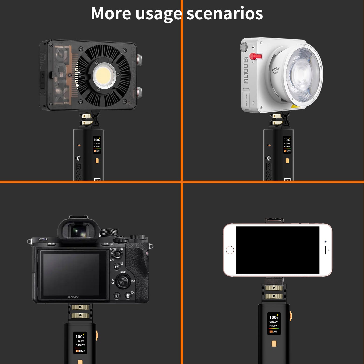 ZG-H50 Mini Battery Grip 50wh/14.8V,support PD and D-Tap Port,With OLED Display for Video light,Gopro,Cell phone and other Equipment.