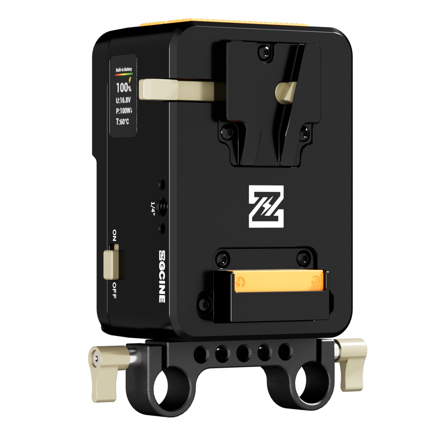 ZGCINE VM-HS1 Internal battery hot-swap V-mount battery plate with multi-port output and countdown reminder function for RED/Arri and other Cameras that are turned on for a long time (orange)
