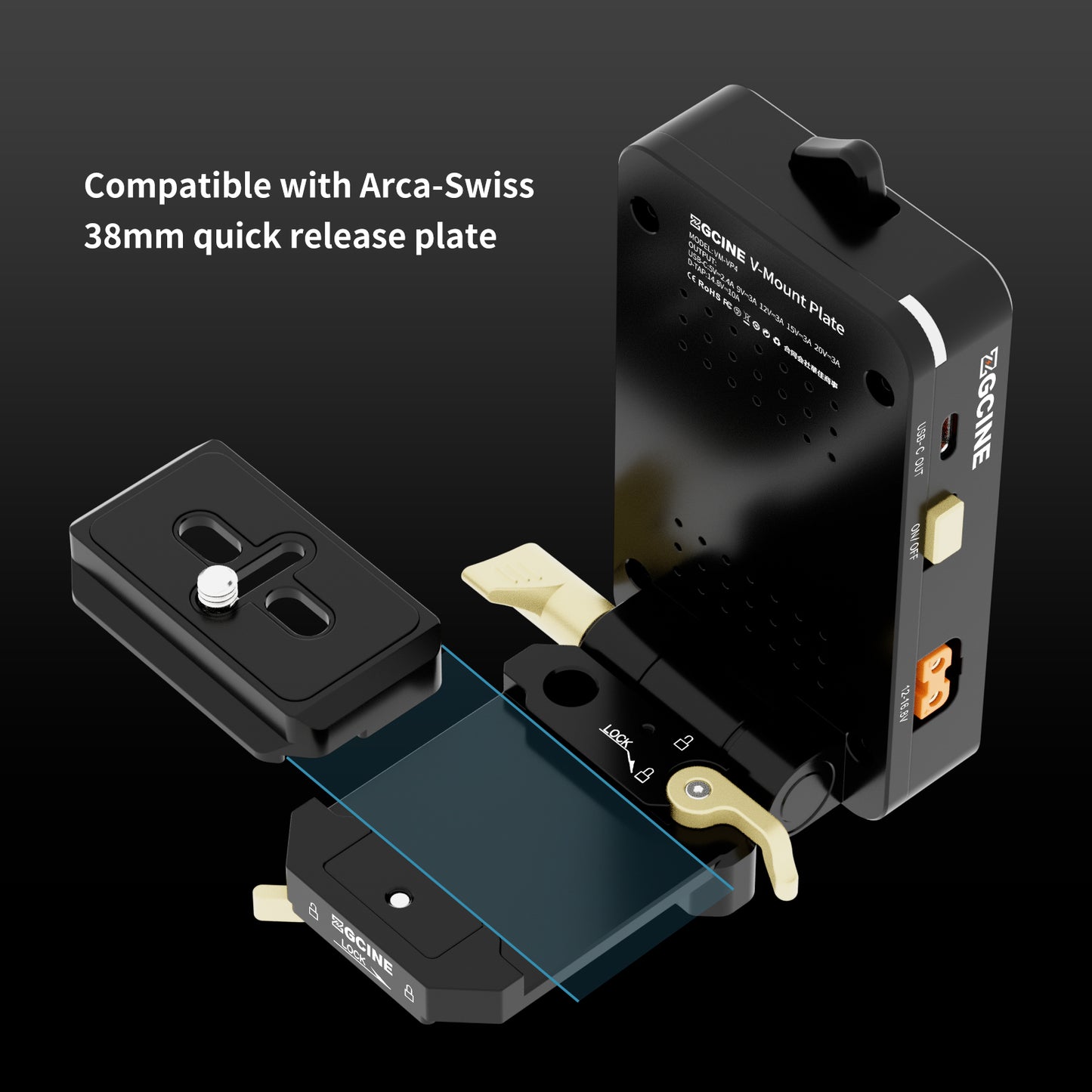 VM-VP4 Quick Release V-Mount Plate for V Mount Battery, DSLR Camera,Tripod etc.