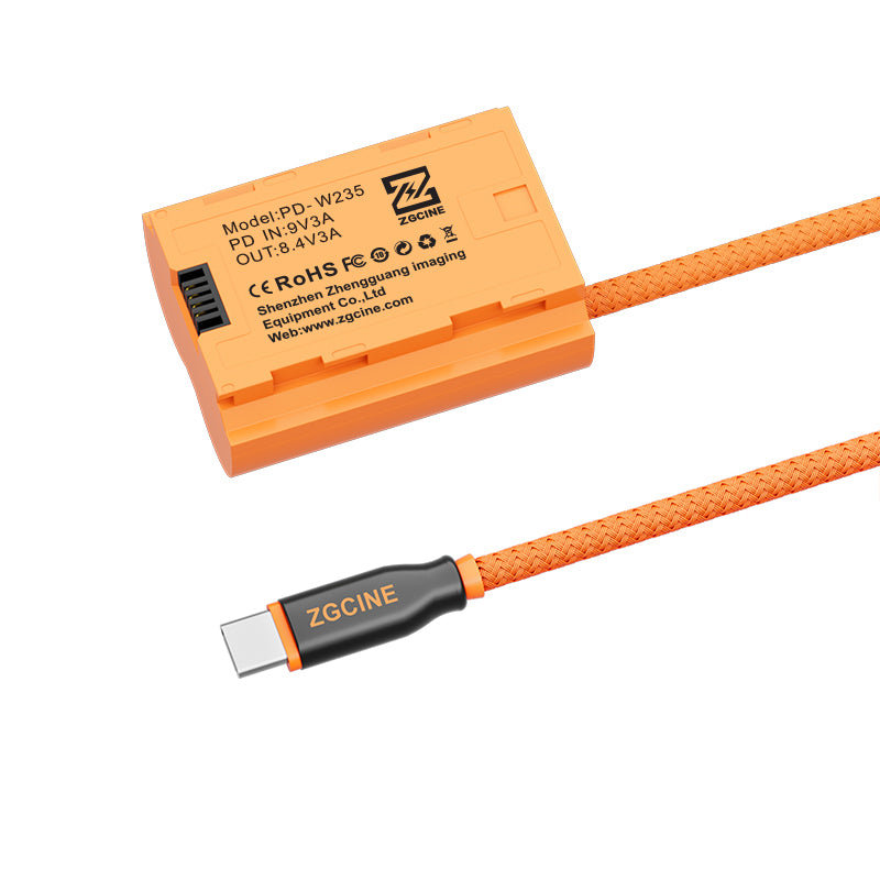 ZGCINE USB-C PD to W235 for Fujifilm Dummy Battery Cable(braided wire)