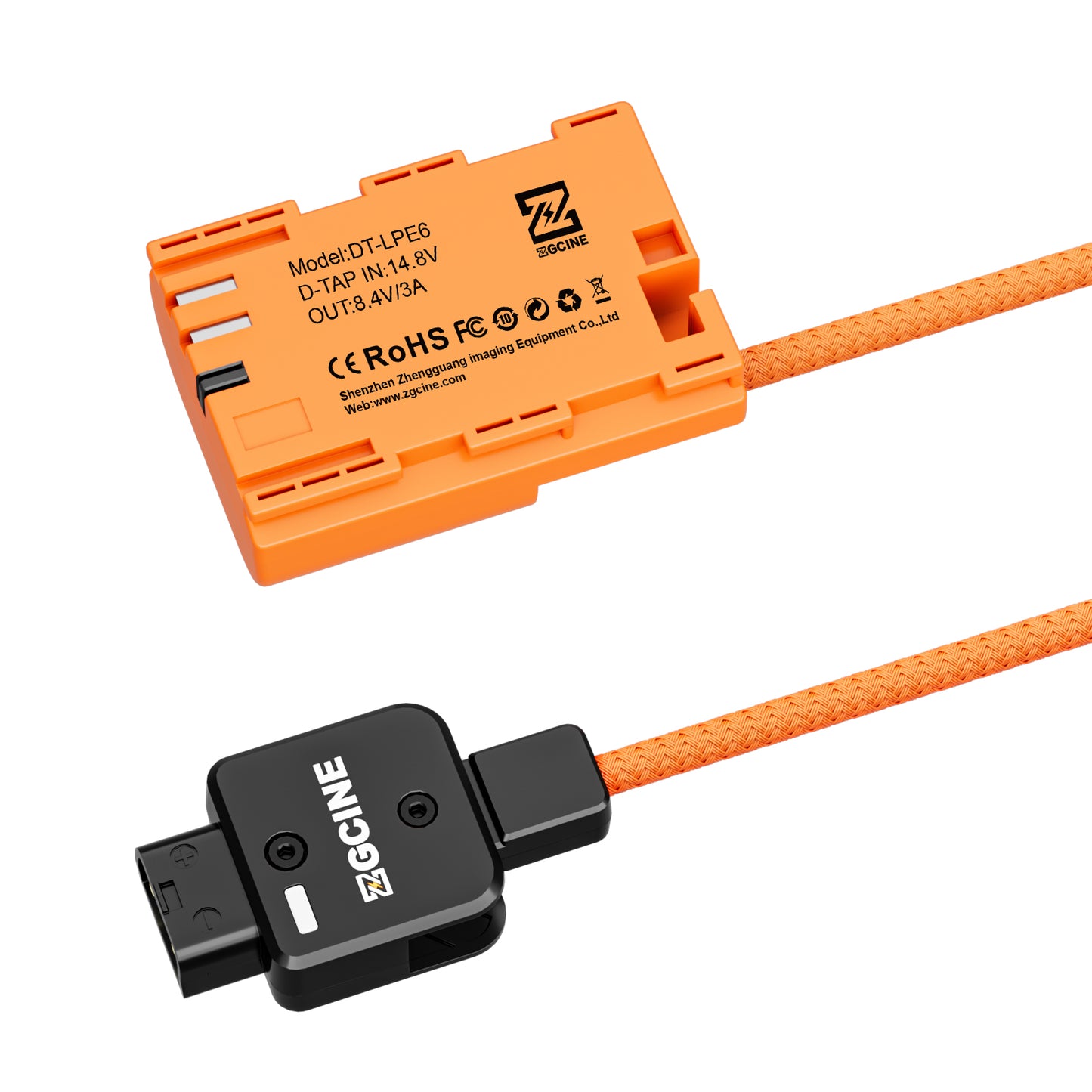 ZGCINE D-Tap to LPE6 for Canon Dummy Battery Cable(braided wire)
