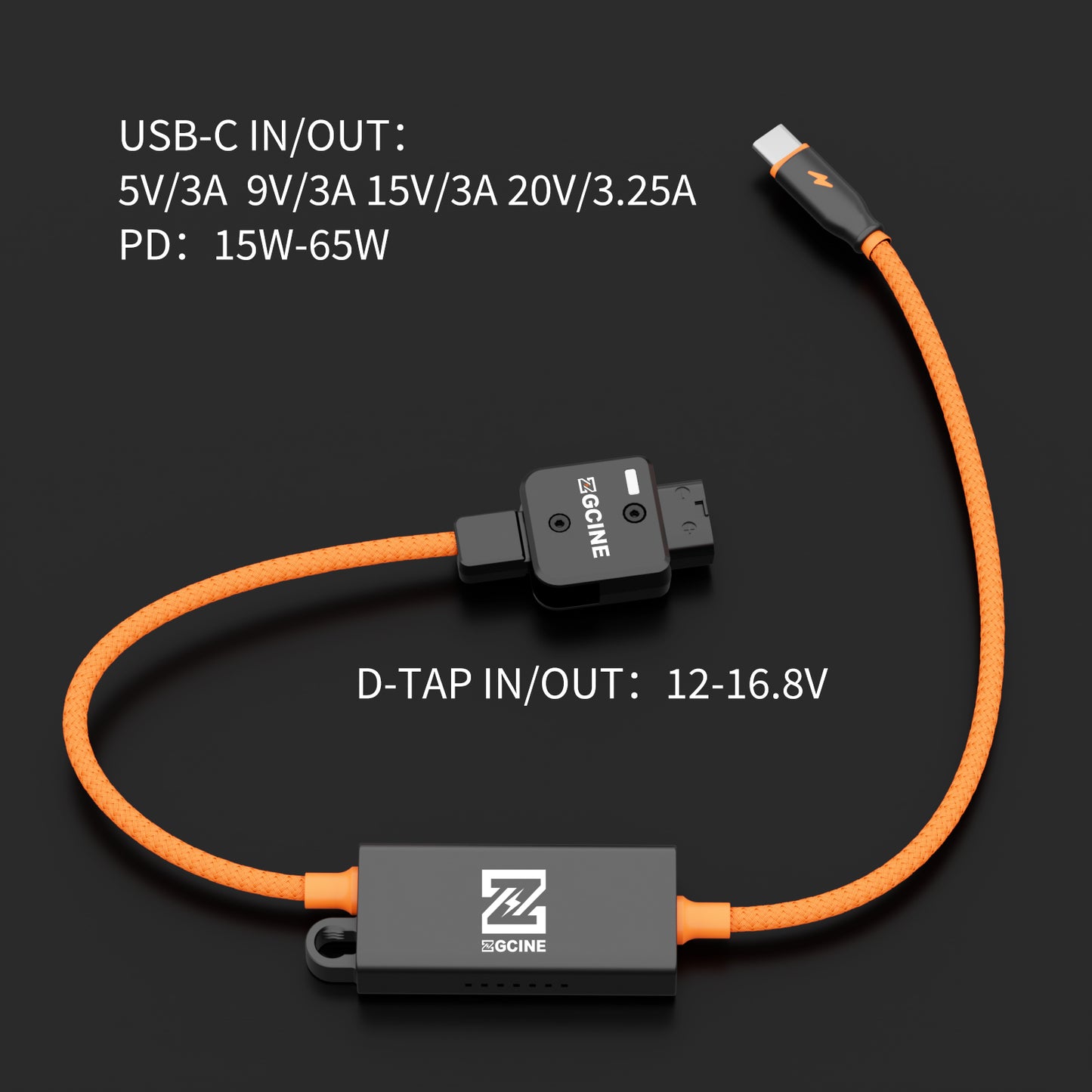 DT-PD 20" D-Tap to USB-C PD 2-Way V-Mount Charger Braided Power Delivery Cable for V-Mount Battery,Mirrorless Cameras, Phones &More