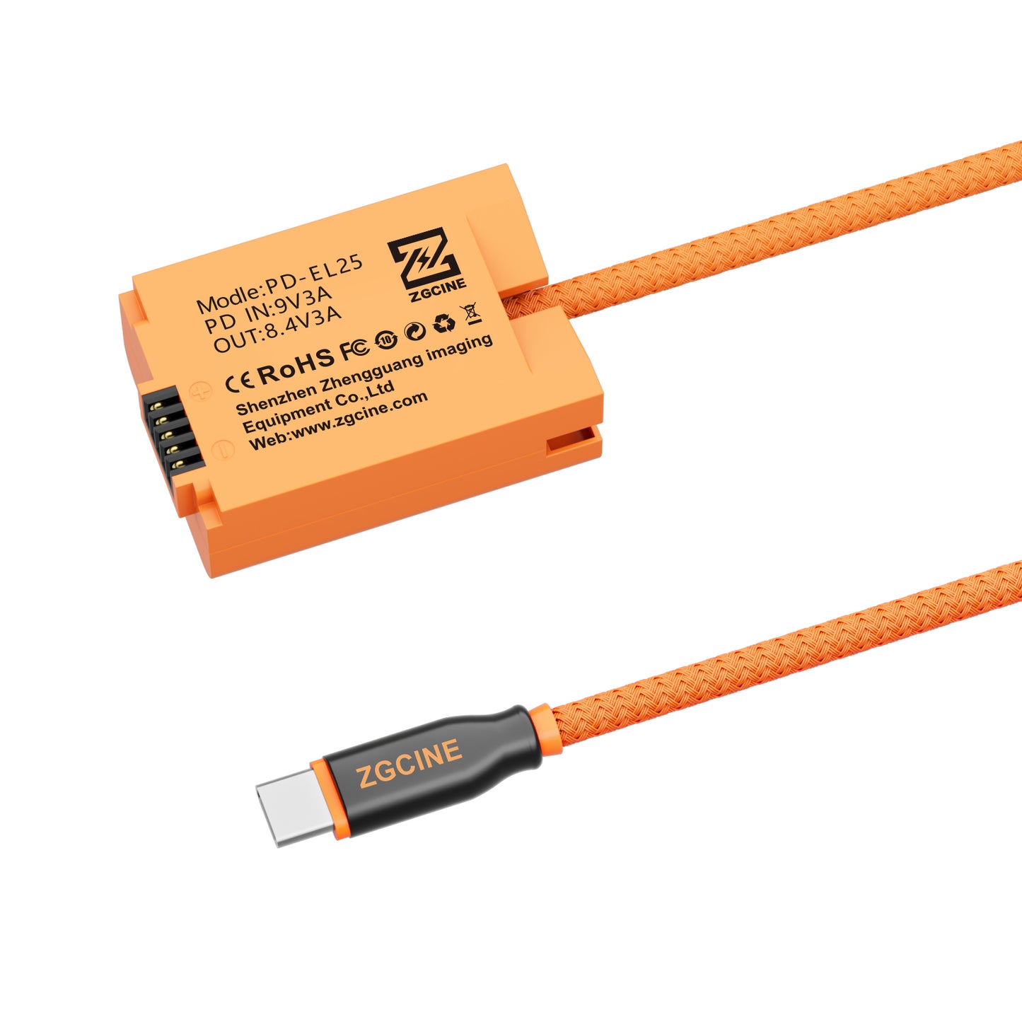 ZGCINE USB-C PD to EL25 for Nikon Dummy Battery Cable(braided wire)