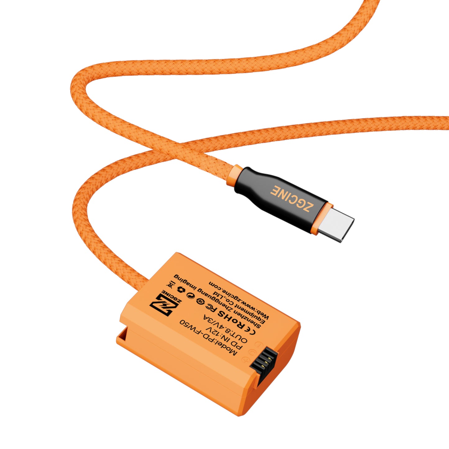 ZGCINE USB-C PD to FW50 for SONY Dummy Battery Cable(braided wire)