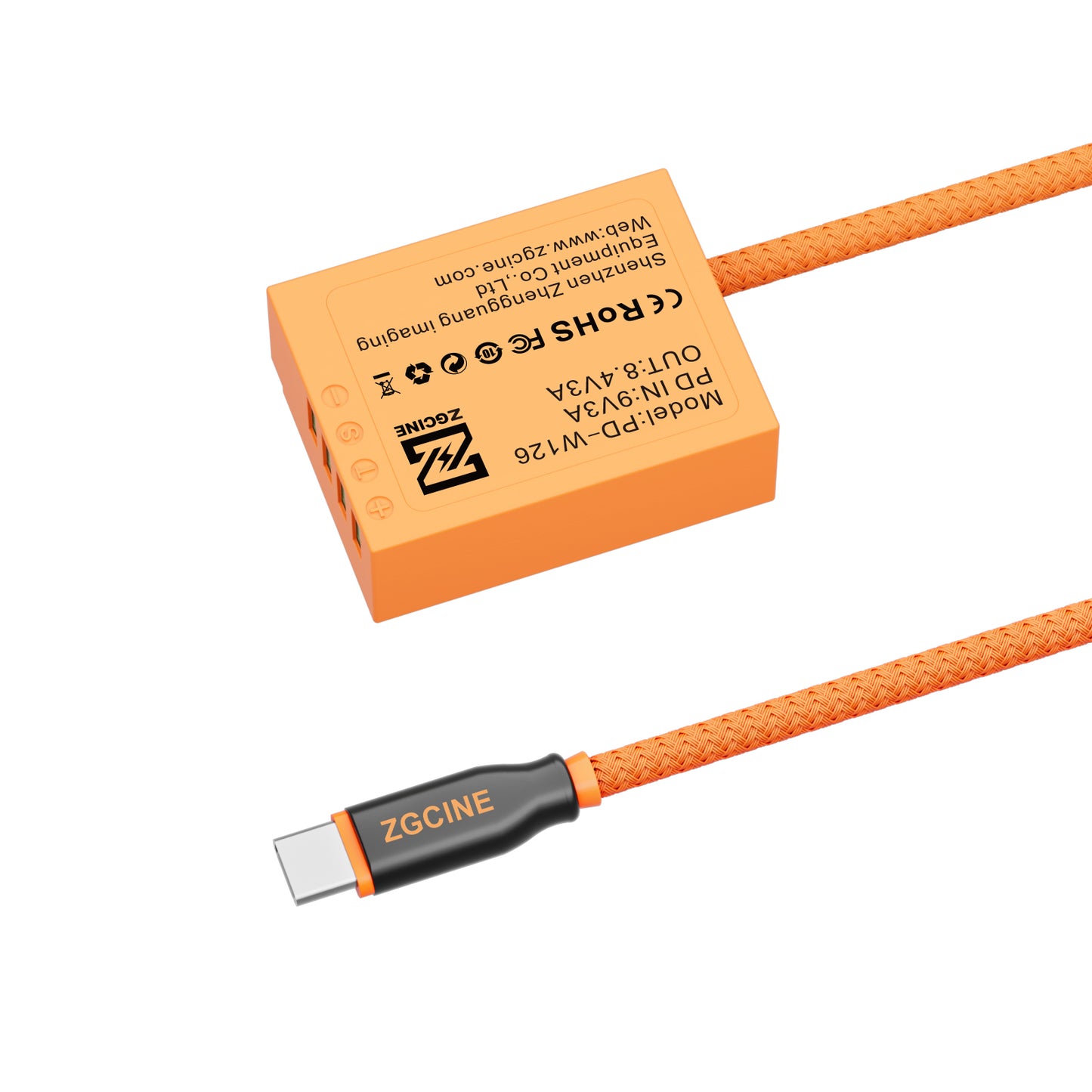 ZGCINE USB-C PD to W126 for Fujifilm Dummy Battery Cable(braided wire)