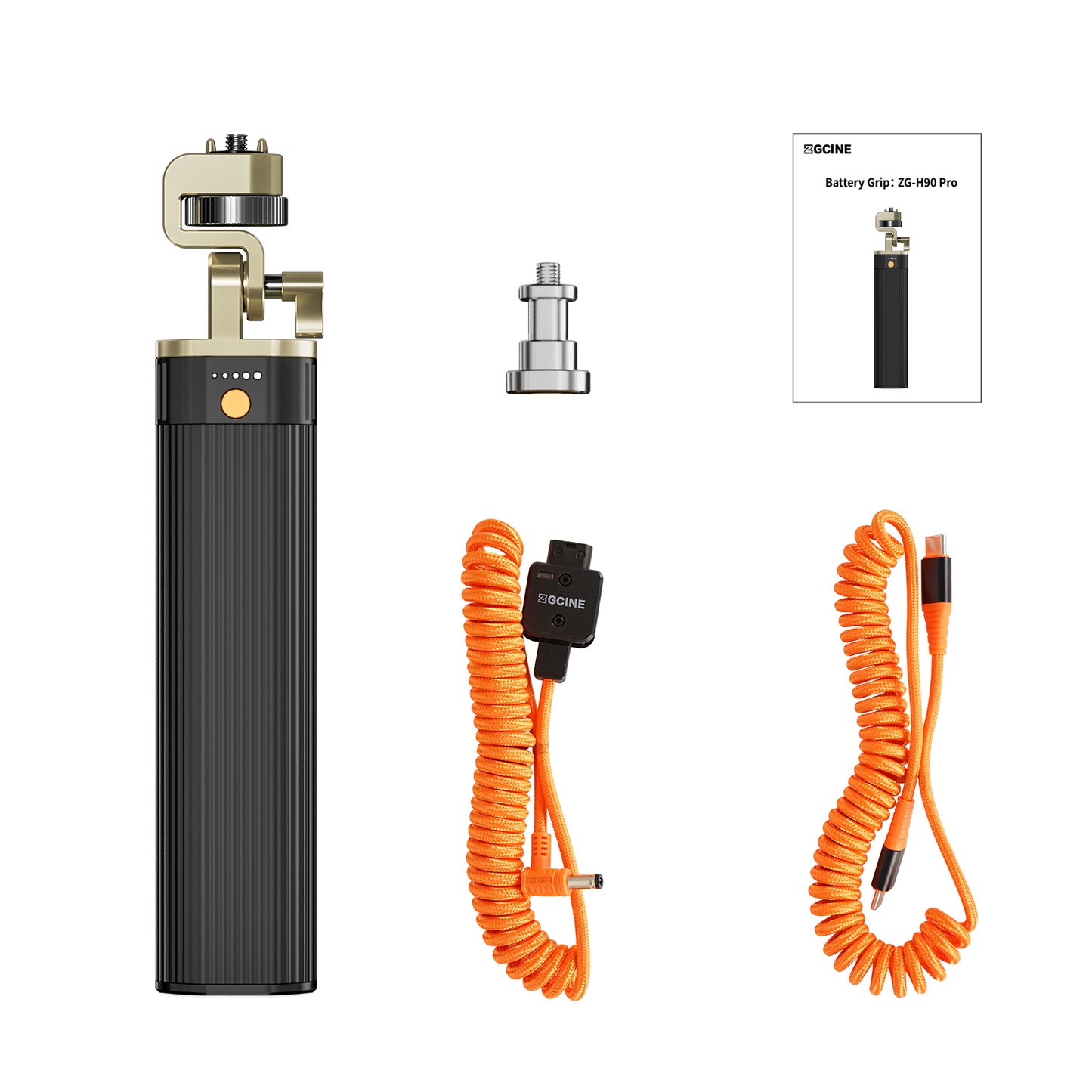ZG-H90Pro Battery Grip with Bouncy Arri Locating Pin and 180° Rotation Holder(Coiled Braided Cable )