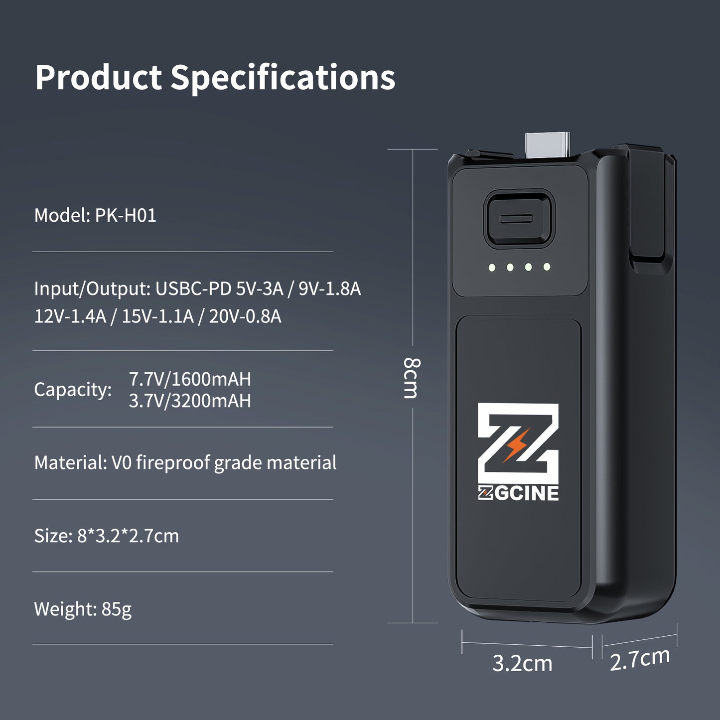 PK-H01 Battery Grip for DJI OSMO Pocket3 Camera