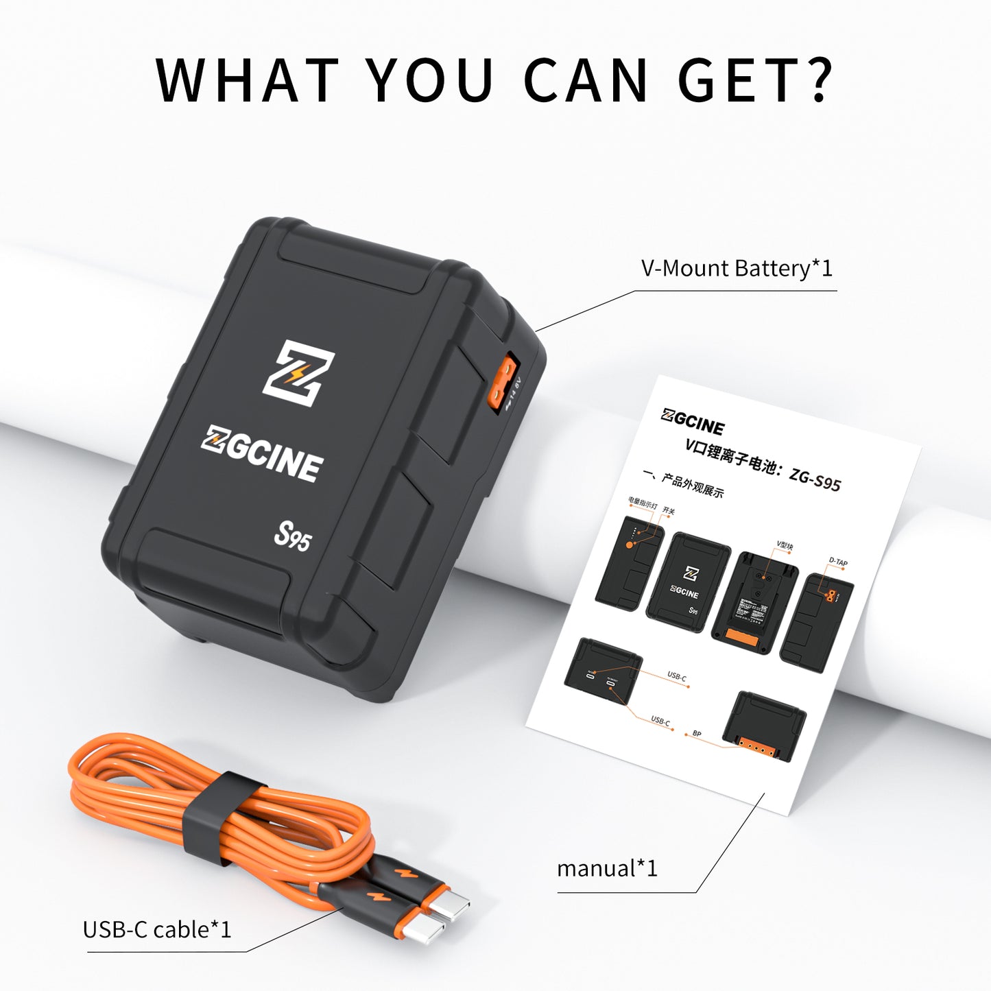 ZG-S95 V Mount Battery 14.8V 95WH,Support PD input/Output