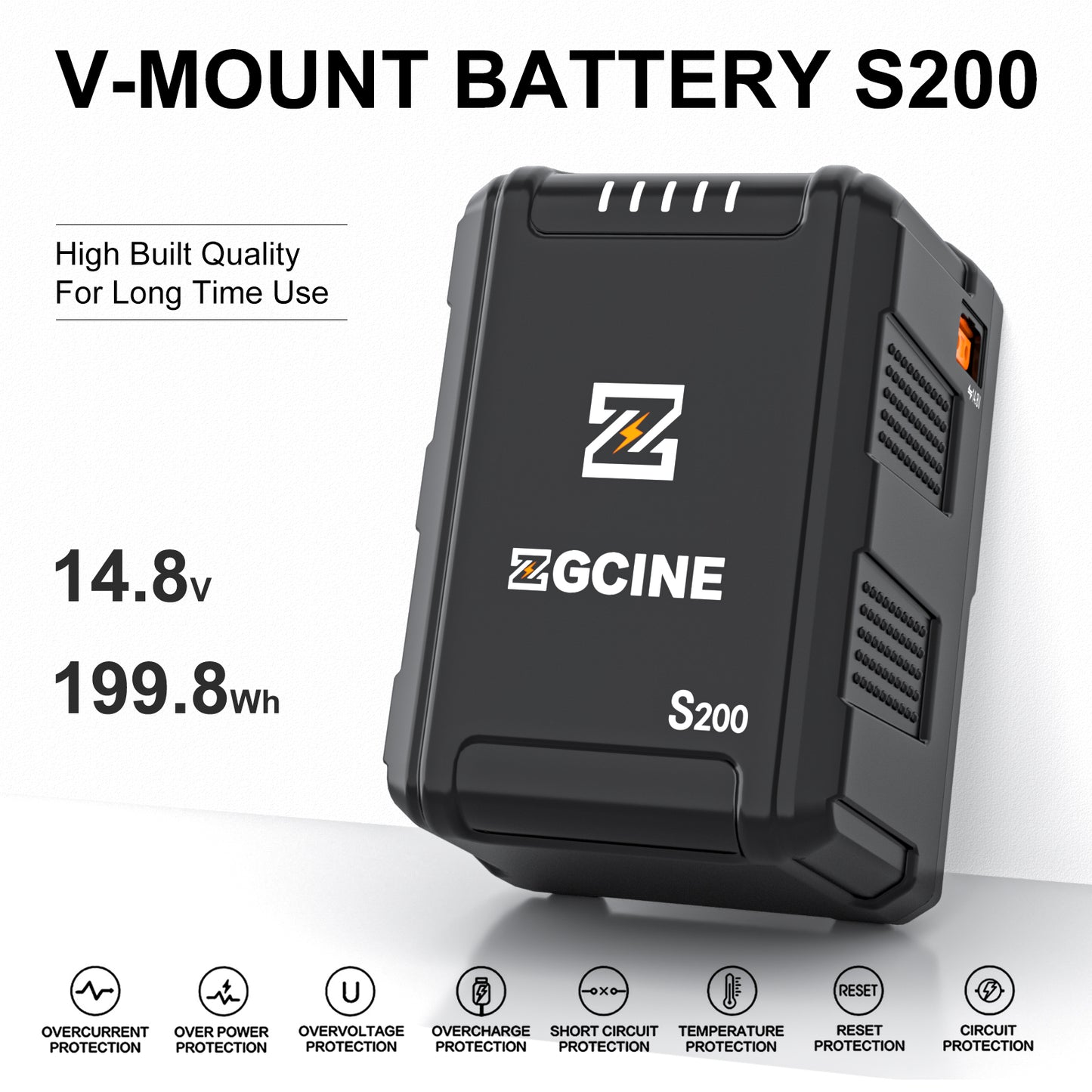 ZGCINE ZG-S200 V Mount Battery 14.8V/200Wh Support PD 100W Input/Output