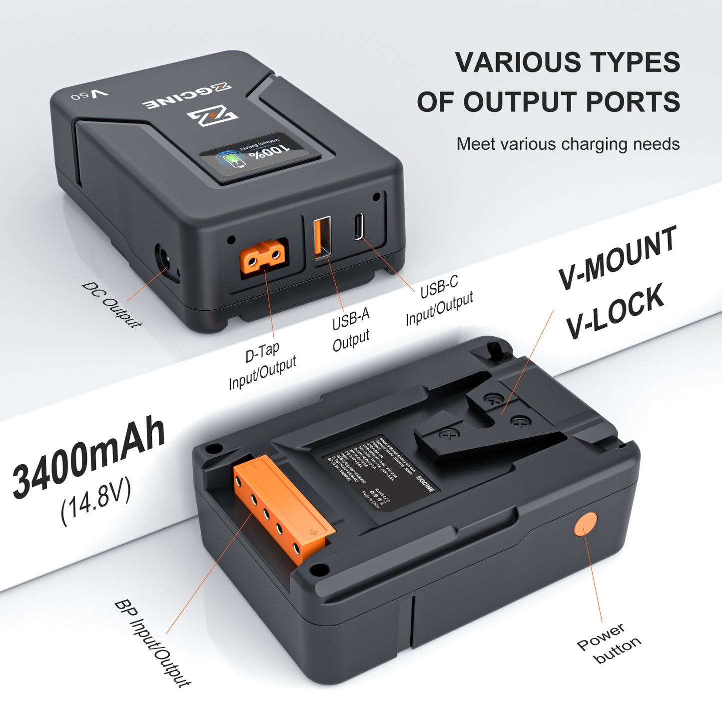 ZGCINE ZG-V50 V-MOUNT BATTERY 50Wh POCKET SIZE WITH PD FAST CHARGING