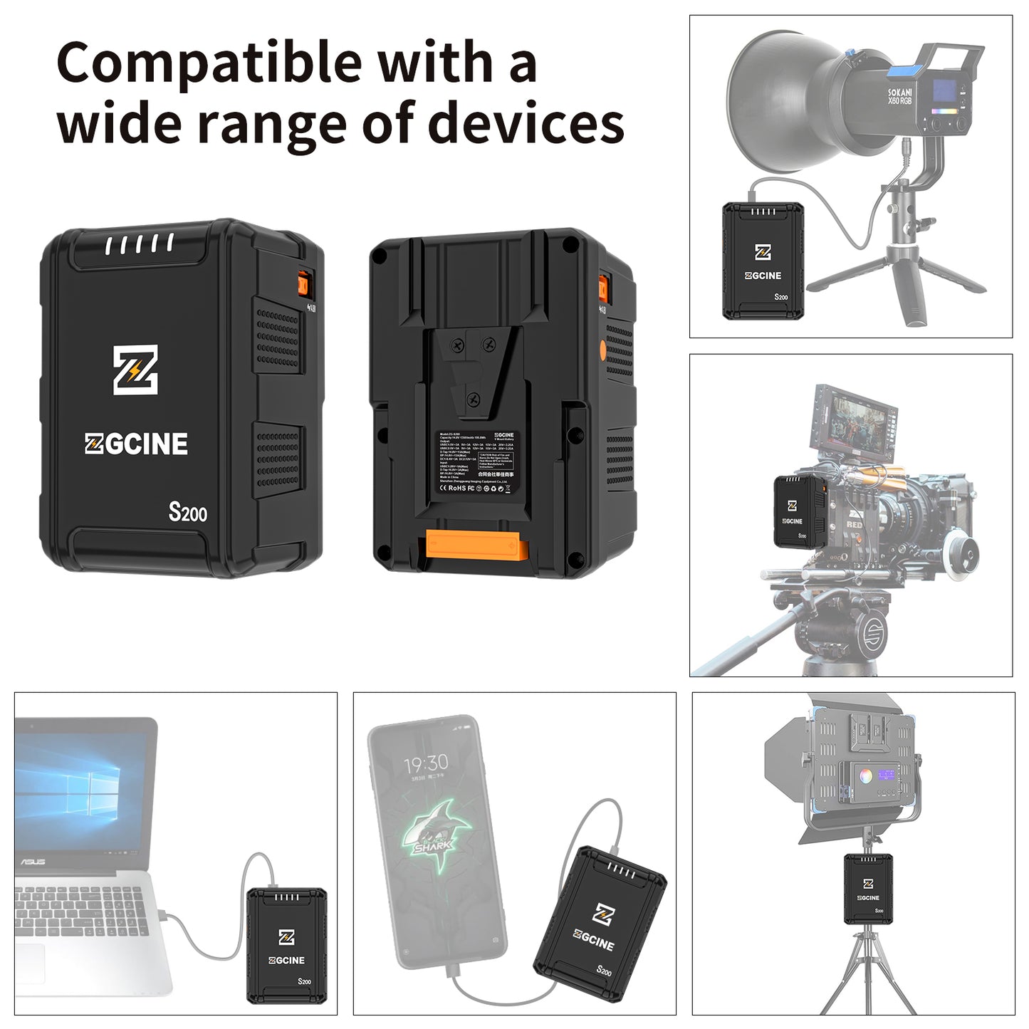 ZGCINE ZG-S200 V Mount Battery 14.8V/200Wh Support PD 100W Input/Output