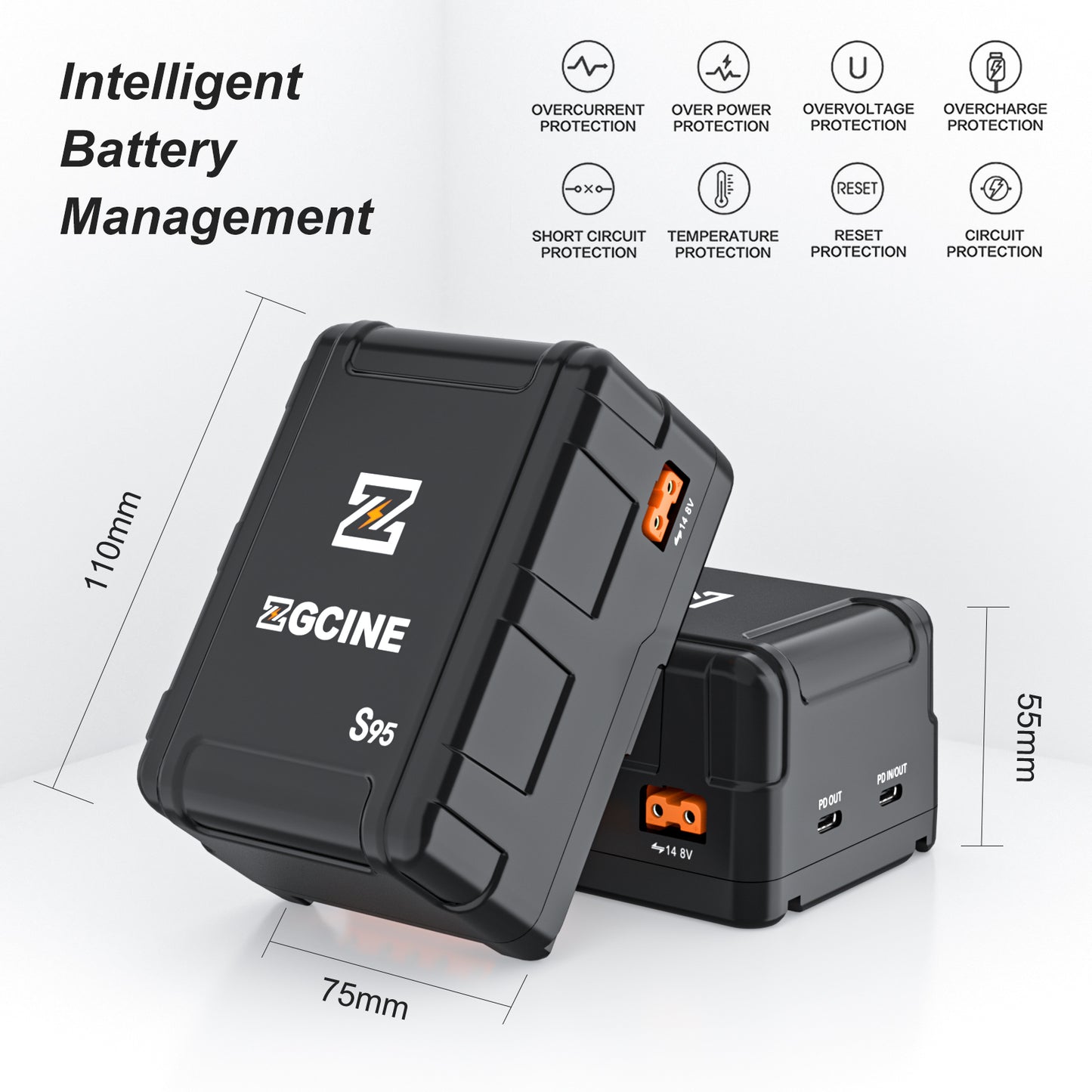 ZG-S95 V Mount Battery 14.8V 95WH,Support PD input/Output