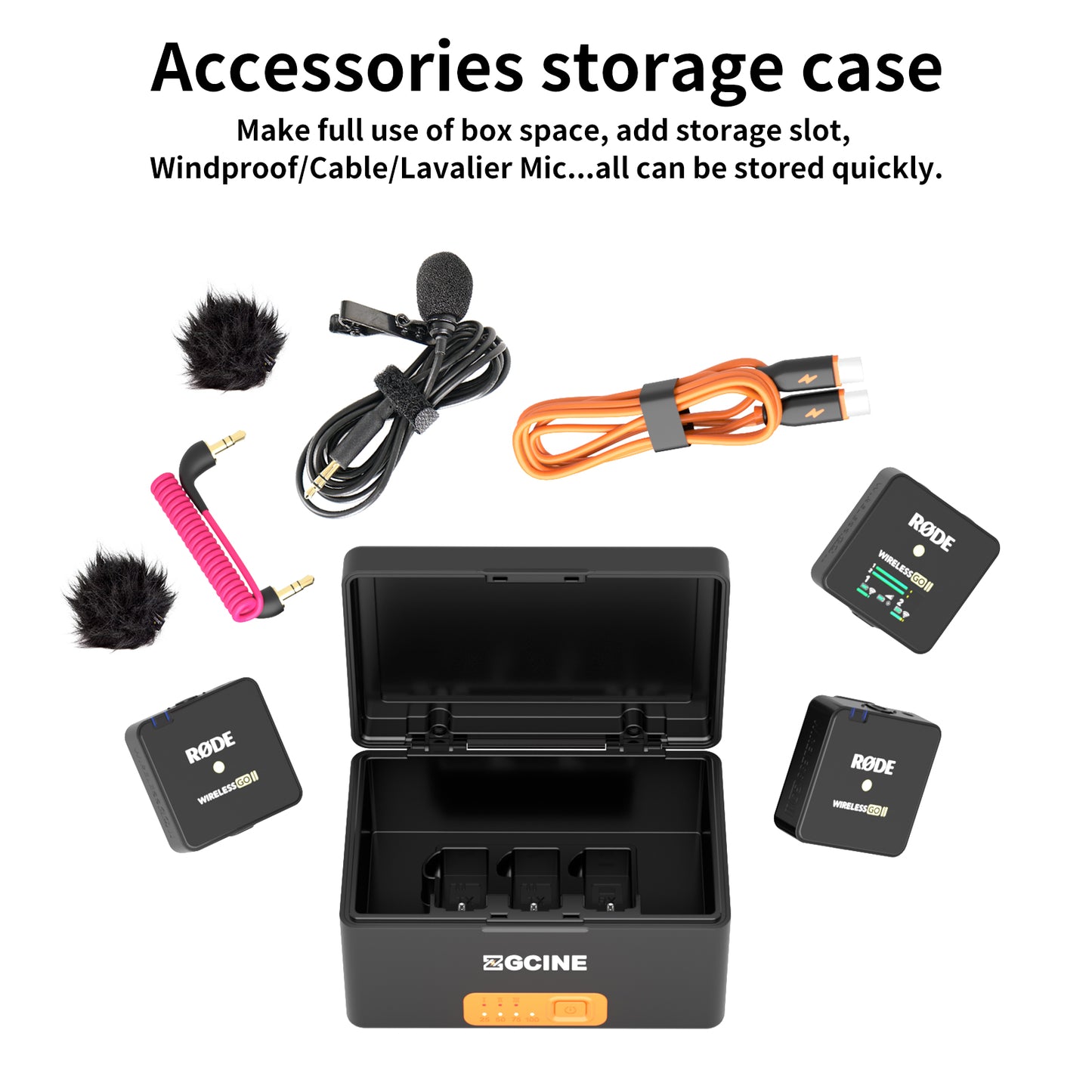 ZGCINE ZG-R30Pro Charging Case for Rode Microphones Wireless GO / Wireless ME/ Wireless Pro