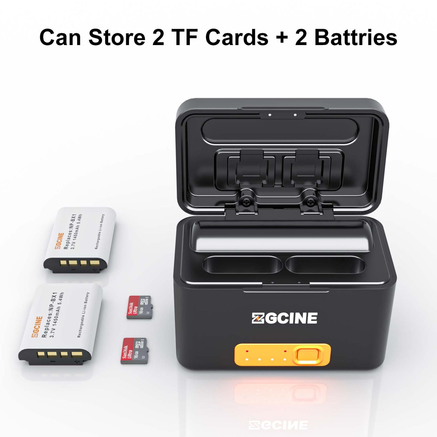 ZGCINE PS-BX1 Kit 2, Charging Case for Sony NP-BX1 battery with 2pcs 1450mah battery