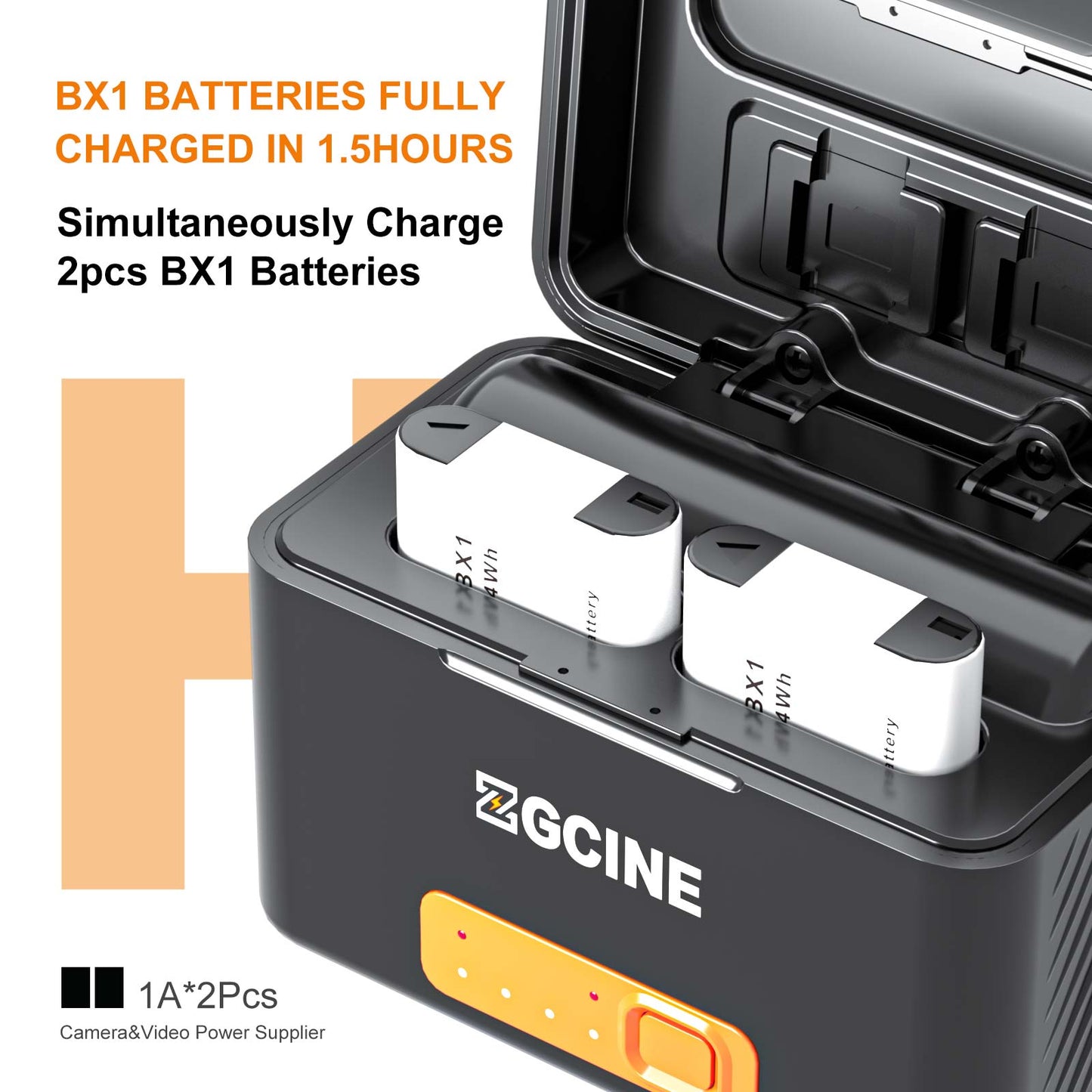 ZGCINE PS-BX1 Kit 2, Charging Case for Sony NP-BX1 battery with 2pcs 1450mah battery