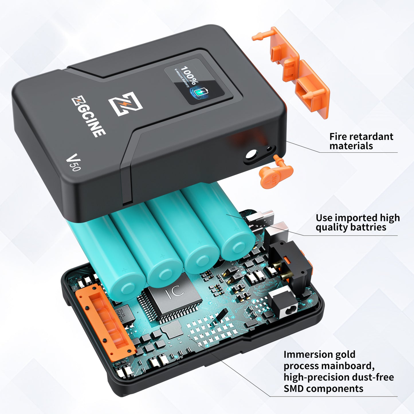 ZGCINE ZG-V50 V-MOUNT BATTERY 50Wh POCKET SIZE WITH PD FAST CHARGING