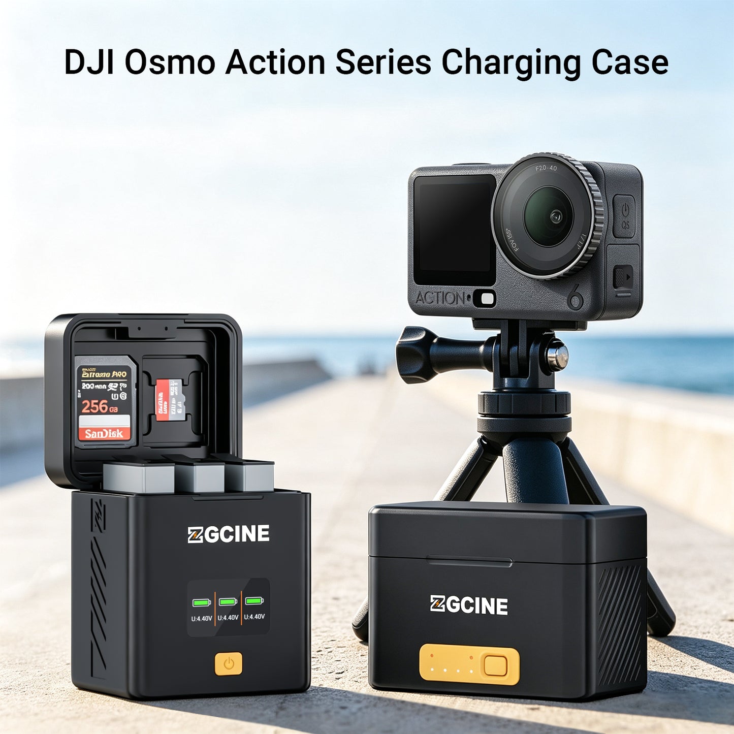 PS-OM1 Kit 2 with 2-Pack battery Charging case  for Dji OSMO Aciton3/4/5/6 and Osmo360 Battery