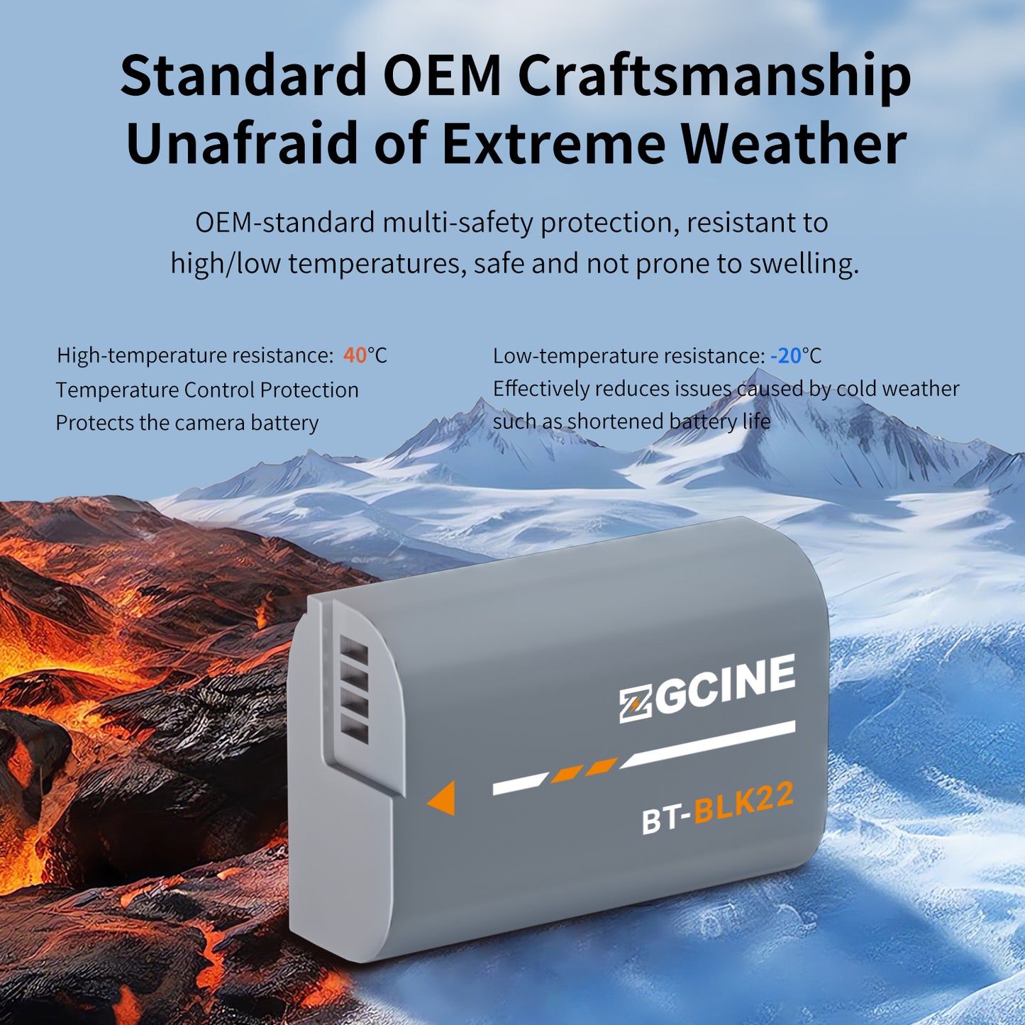 ZGCINE BT-BLK22 Camera Battery for Panasonic LUMIX Camear (2400mAh Grey)