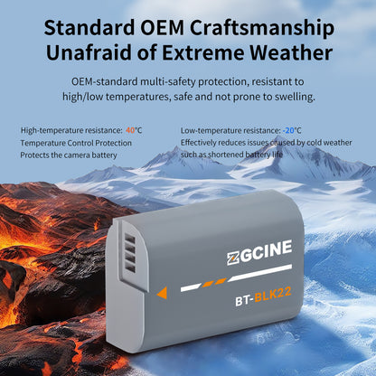 ZGCINE BT-BLK22 Camera Battery for Panasonic LUMIX Camear (2400mAh Grey)