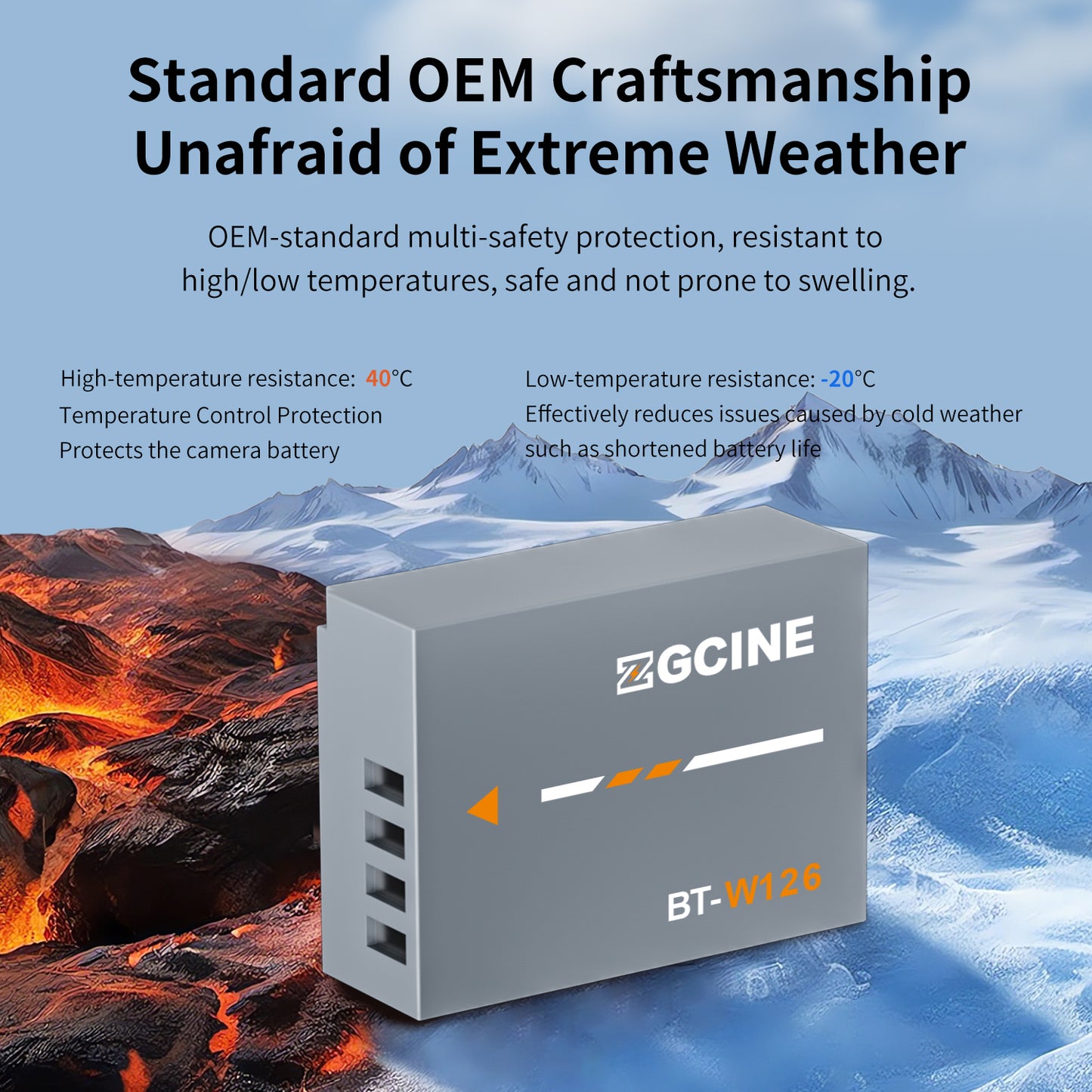 ZGCINE BT-W126 Camera Battery for Fujifilm Camera (1050mAh Grey)