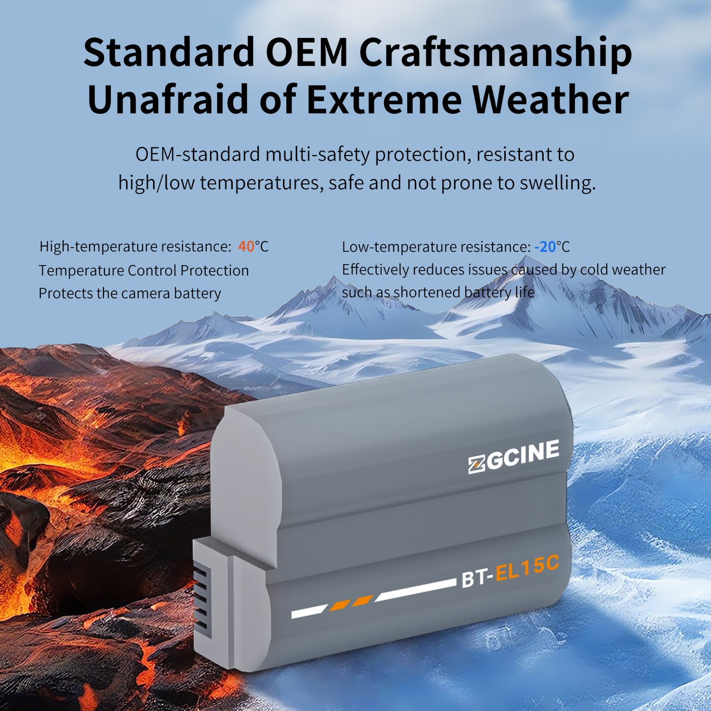 ZGCINE BT-EL15C Camera Battery for Nikon Camera (2400mAh Grey)