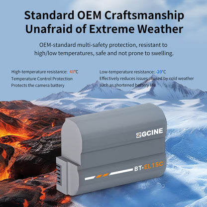 ZGCINE BT-EL15C Camera Battery for Nikon Camera (2400mAh Grey)