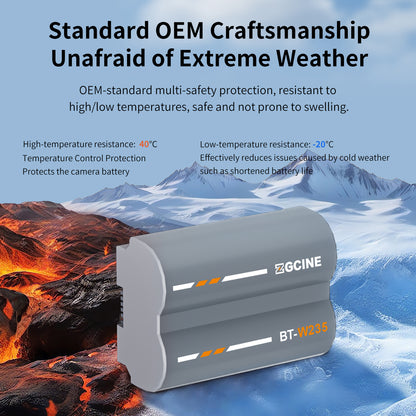 ZGCINE BT-W235 Camera Battery for Fujifilm Camera (2400mAh Grey)