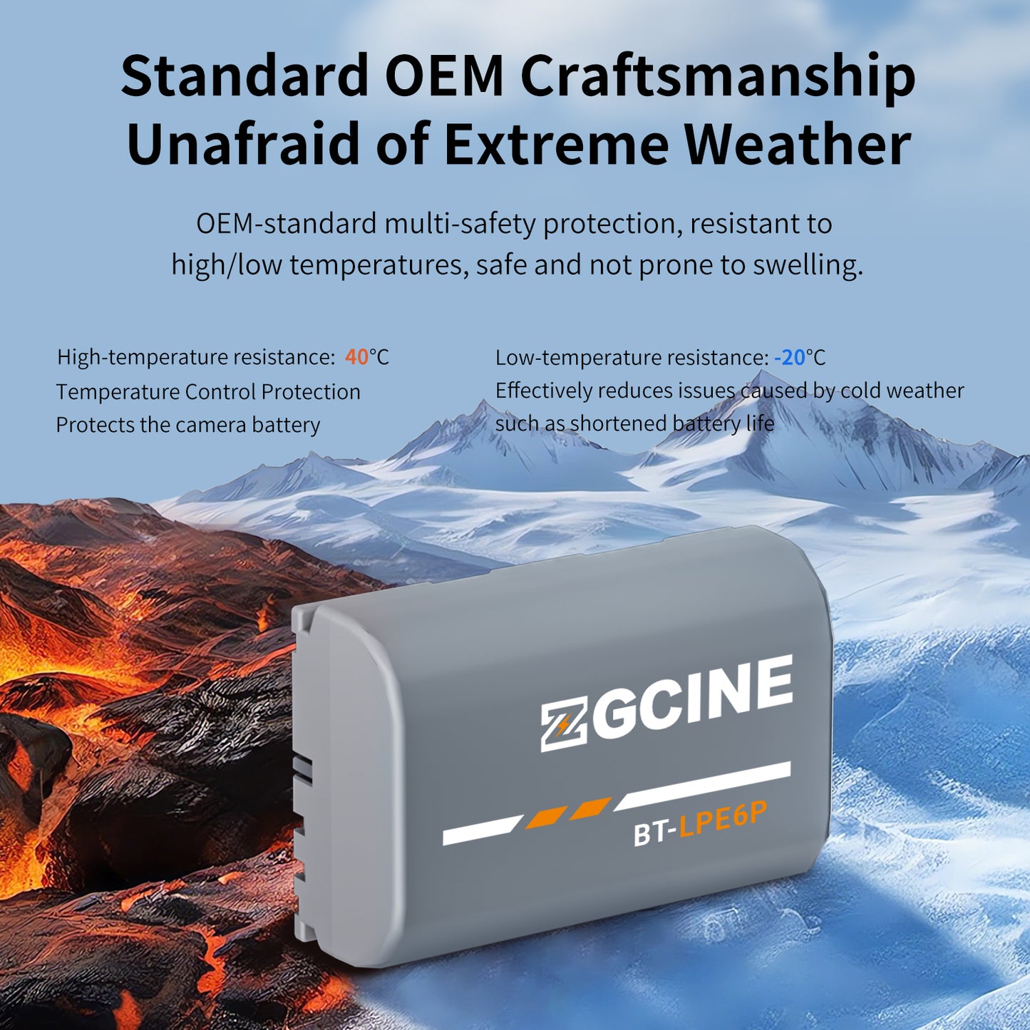 ZGCINE BT-LPE6P Camera Battery for Canon EOS R5 Mark II,R6 Mark II Camera (2600mAh Grey)