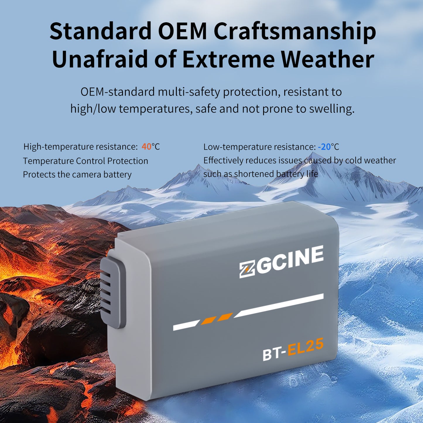 ZGCINE BT-EL25 Camera Battery for NikonZ30, Z50,and Zfc Cameras (1280mAh Grey)