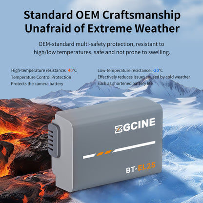 ZGCINE BT-EL25 Camera Battery for NikonZ30, Z50,and Zfc Cameras (1280mAh Grey)