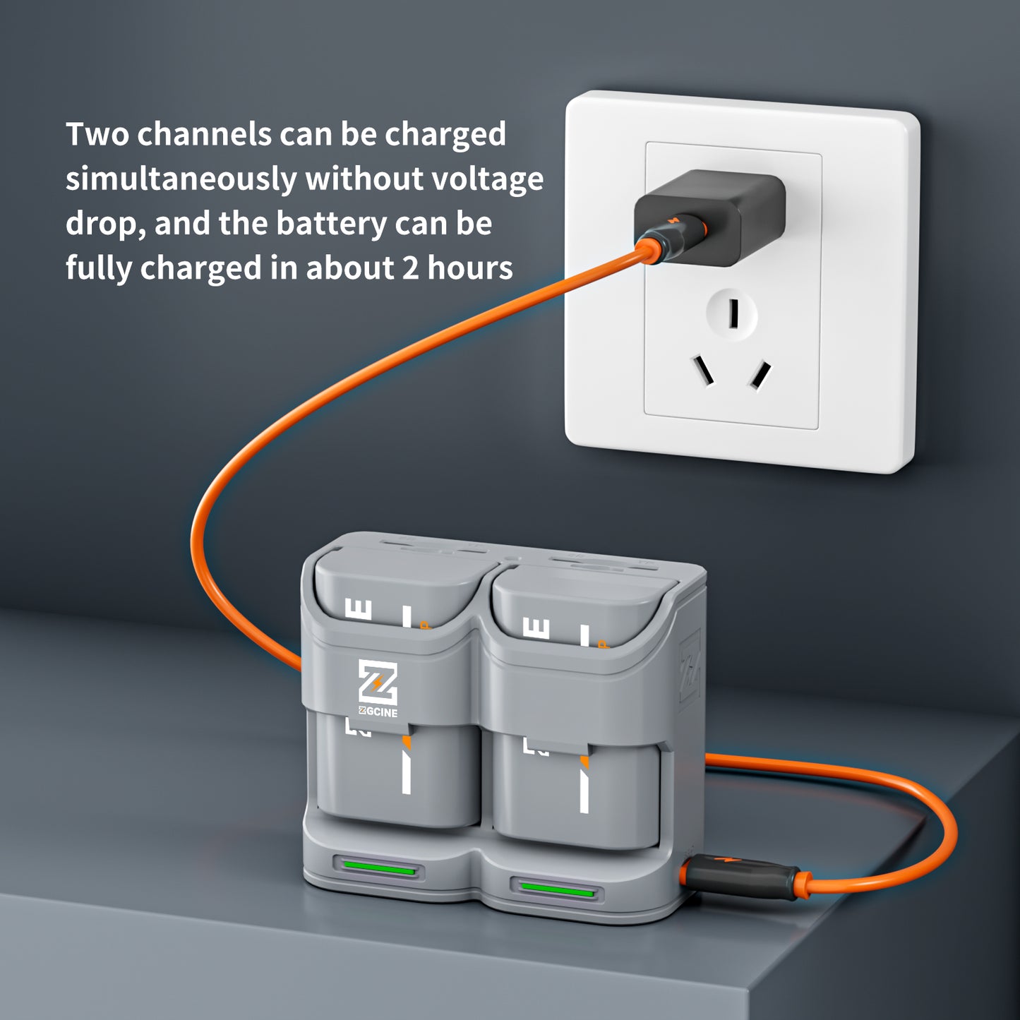 PC2-LPE6P Kit2 Travel Charging Case Kit with 2-Pack high-capacity LP-E6P Battery(2600mAh Grey）