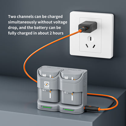 PC2-LPE6P Kit2 Travel Charging Case Kit with 2-Pack high-capacity LP-E6P Battery(2600mAh Grey）