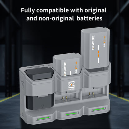 PC3-FZ100 Kit3 Travel Charging Case Kit with 3-Pack high-capacity NP-FZ100 Battery(2600mAH Grey)