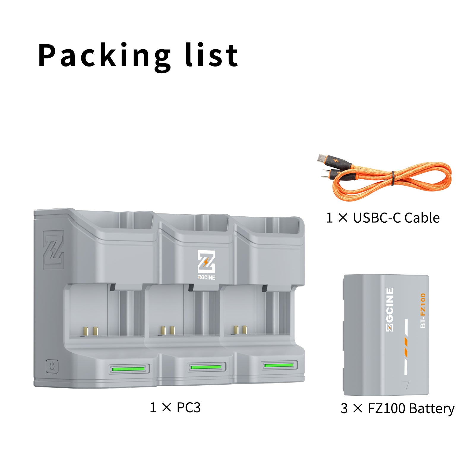 PC3-FZ100 Kit3 Travel Charging Case Kit with 3-Pack high-capacity