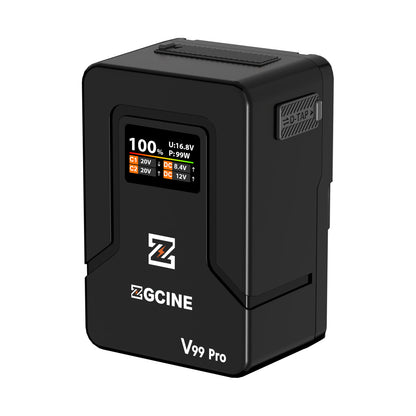 ZG-V99Pro V-Mount Battery Upgraded with PD100W faster charging speed, more ports and real-time smart display function (black)