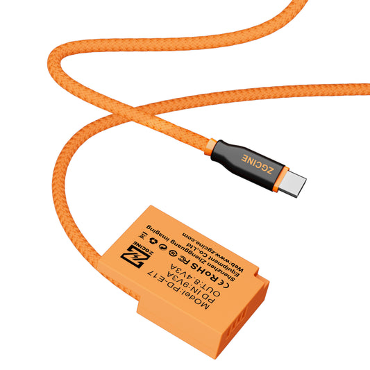 ZGCINE USB-C PD to LPE17 for Canon Dummy Battery Cable(braided wire）