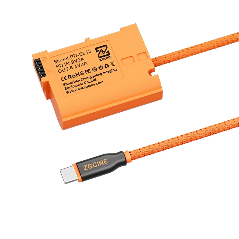 ZGCINE USB-C PD to EL15 for Nikon Dummy Battery Cable(braided wire)