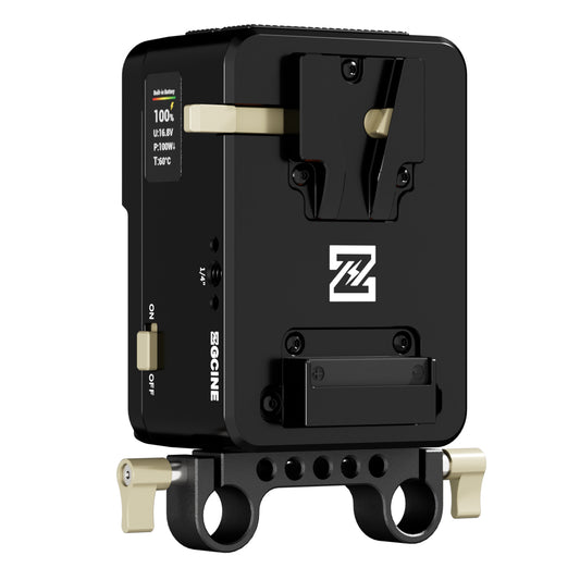 ZGCINE VM-HS1 Internal battery hot-swap V-mount battery plate with multi-port output and countdown reminder function for RED/Arri and other Cameras that are turned on for a long time (Black）