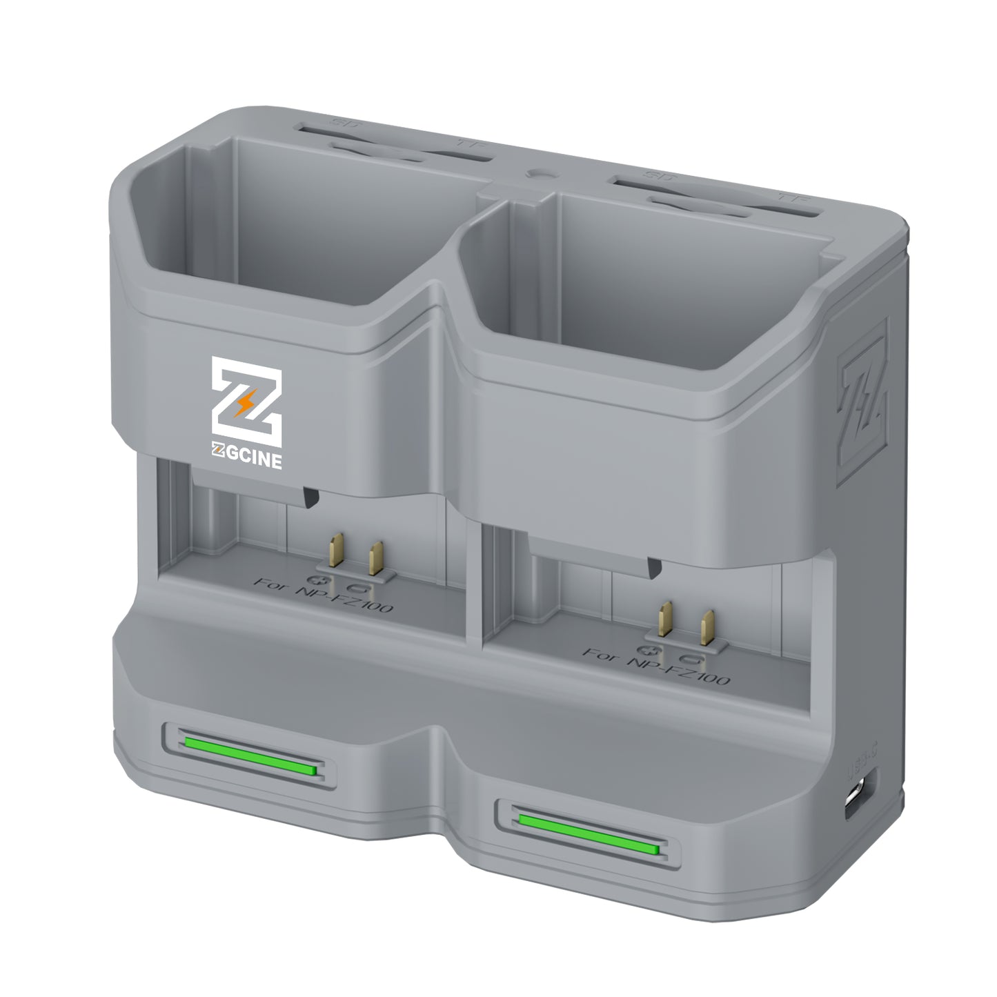 PC2-FZ100 Kit2 Travel Charging Case Kit with 2-Pack high-capacity NP-FZ100 Battery(2600mAh Grey）