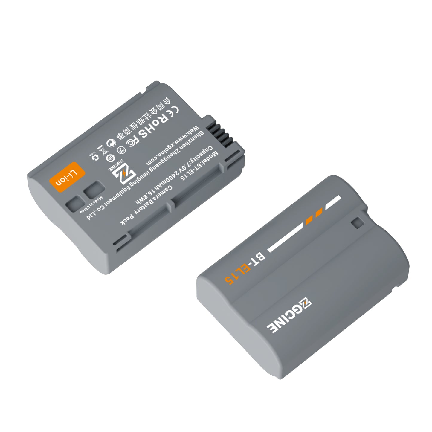 ZGCINE BT-EL15C Camera Battery for Nikon Camera (2400mAh Grey)