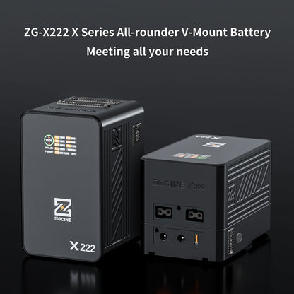 ZG-X222 V-Mount Battery 222Wh, PD3.1 140W Input/Output, with Dual USB-C, 3-D-TAP, Dual DC Port, 1.4in Digital Display(black)