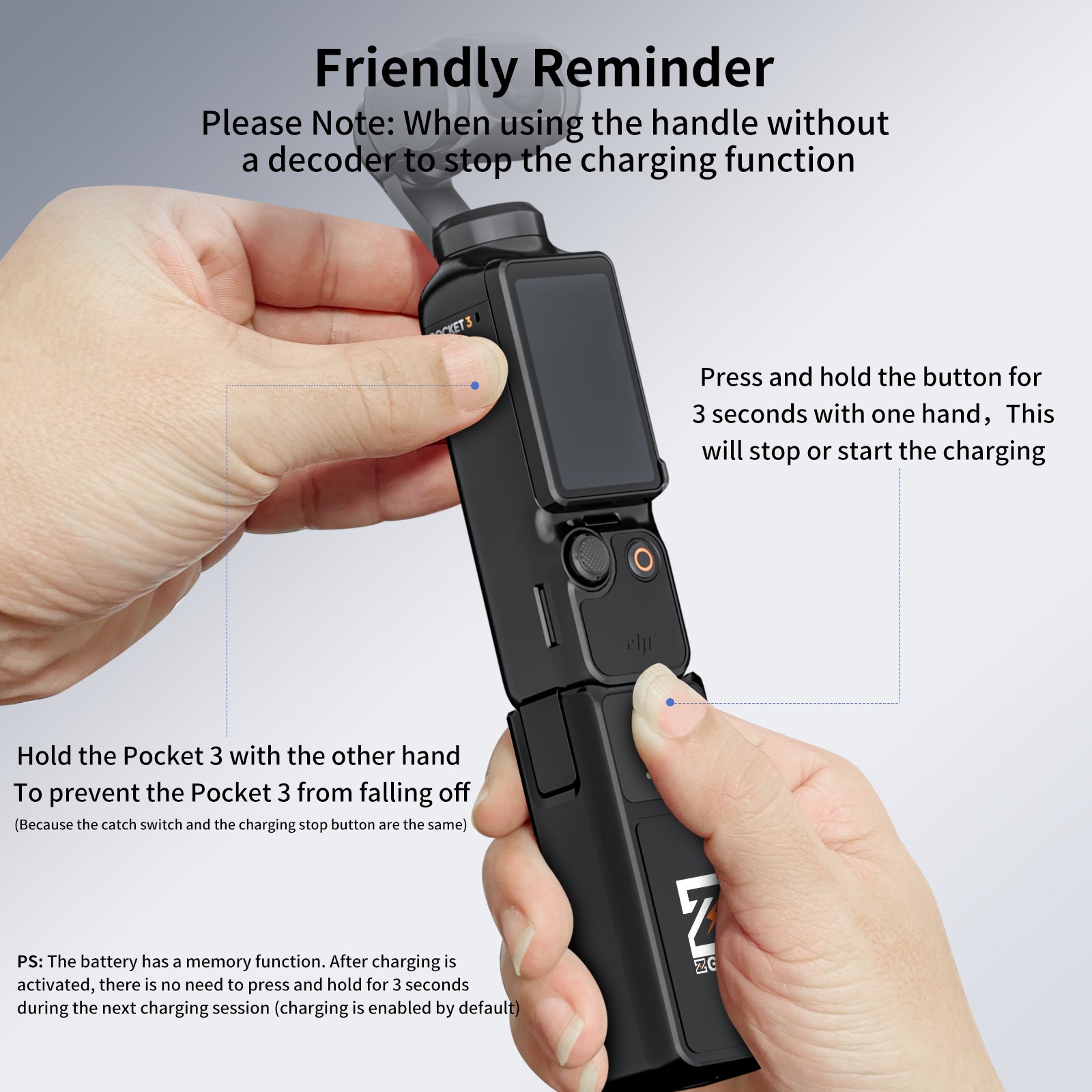 PK-H01S Battery Grip for DJI OSMO Pocket3/4,Xtra Muse Camera – ZGCINE