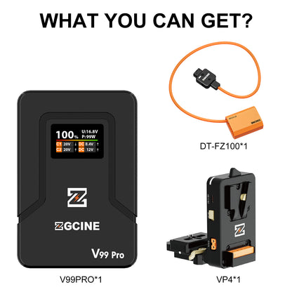 Creator Set Combo 4 with VM-VP4 Quick-release V Mount Plate+ V99Pro V Mount Battery +DT-FZ100 dummy battery