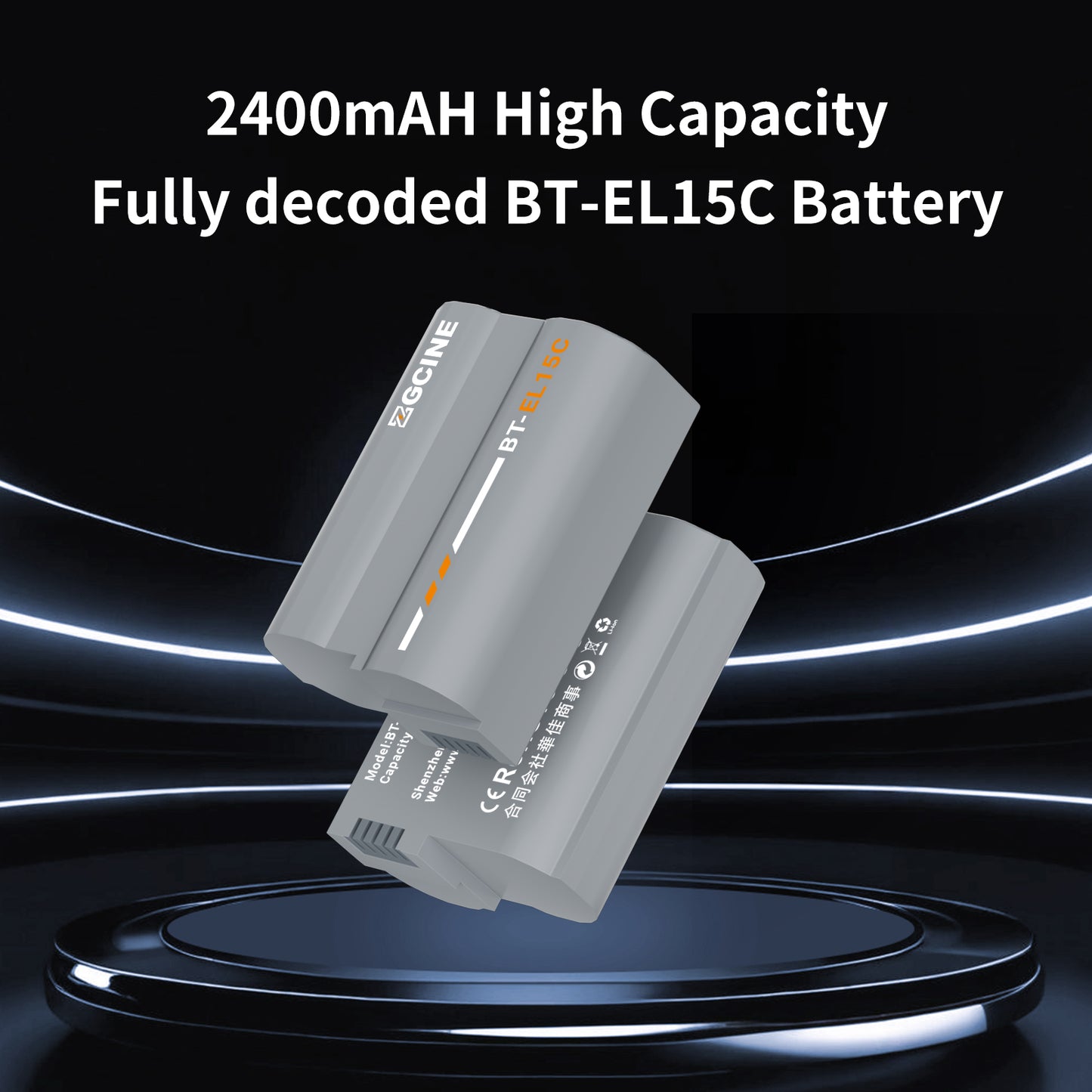 ZGCINE BT-EL15C Camera Battery for Nikon Camera (2400mAh Grey)
