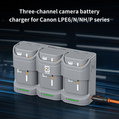 PC3-LPE6P Kit3 Travel Charging Case Kit with 3-Pack high-capacity LP-E6P Battery(2600mAH Grey)