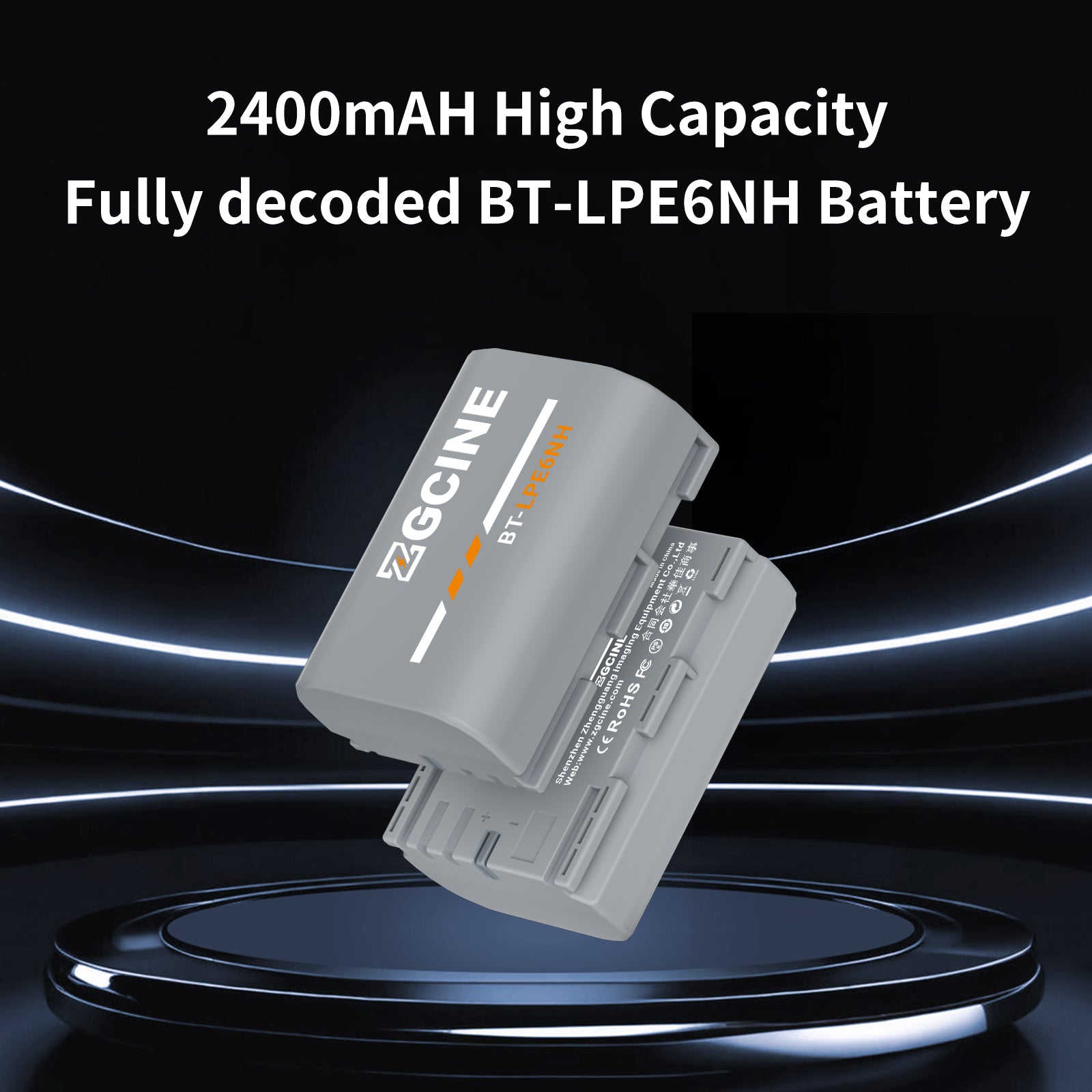 ZGCINE BT-LPE6NH Camera Battery for Canon Camera (2400mAh Grey)